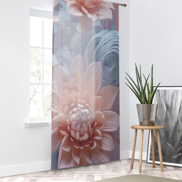 Foamy Floral Fusion 02 - Right Side Sheer Window Curtain (1 Piece) - Image 2