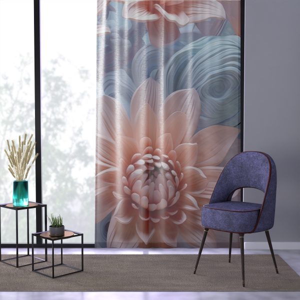 Foamy Floral Fusion 02 - Right Side Sheer Window Curtain (1 Piece) - Image 3