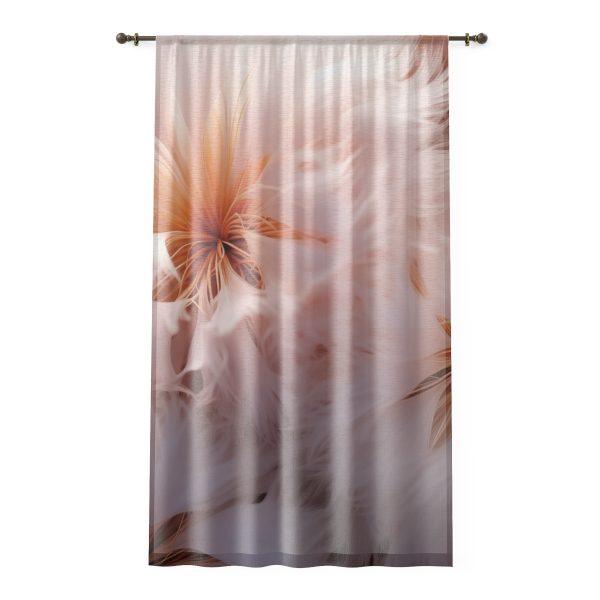 Soft Fantasy Feather Puffs - Single Panel Sheer Window Curtain (1 Piece)