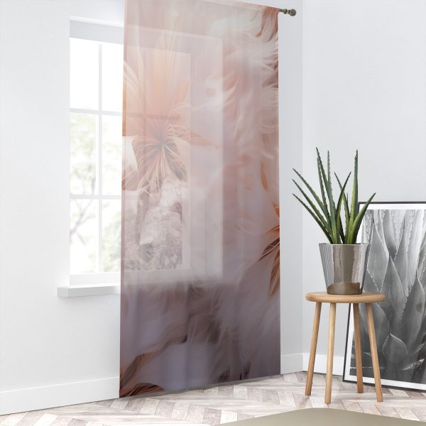 Soft Fantasy Feather Puffs - Single Panel Sheer Window Curtain (1 Piece) - Image 2