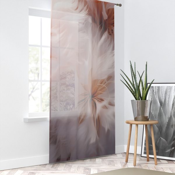 Soft Fantasy Feather Puffs - Right Side Sheer Window Curtain (1 Piece) - Image 2