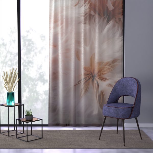 Soft Fantasy Feather Puffs - Right Side Sheer Window Curtain (1 Piece) - Image 3