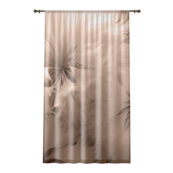 Soft Fantasy Feather Puffs in Peach Puree Tone - Single Panel Sheer Window Curtain (1 Piece)