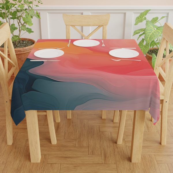 Aqueous Expression in Navy and Peachy Pastels 02 - Tablecloth - Image 4