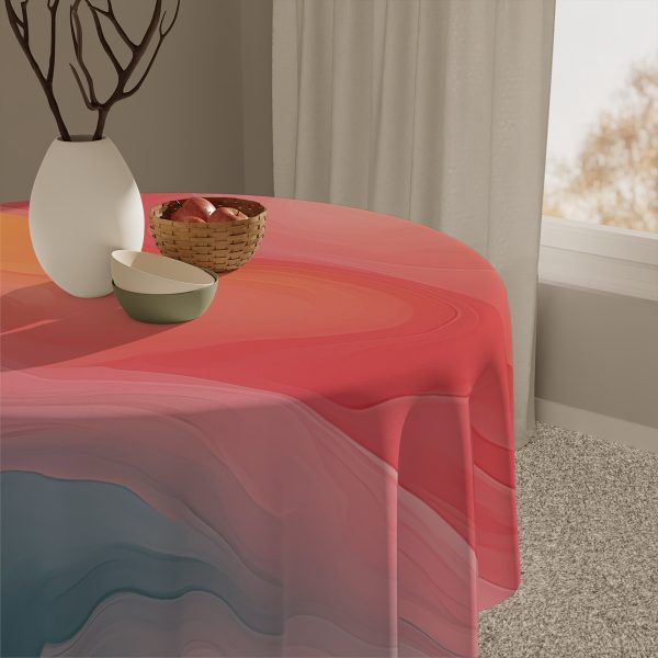 Aqueous Expression in Navy and Peachy Pastels 02 - Tablecloth - Image 5