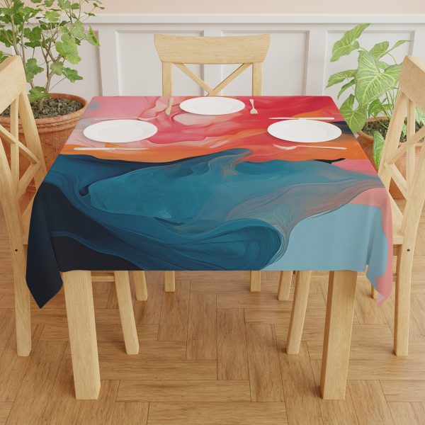 Aqueous Expression in Navy and Peachy Pastels 03 - Tablecloth - Image 4