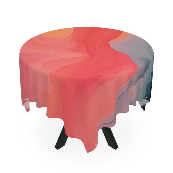 Aqueous Expression in Navy and Peachy Pastels 04 - Tablecloth - Image 3