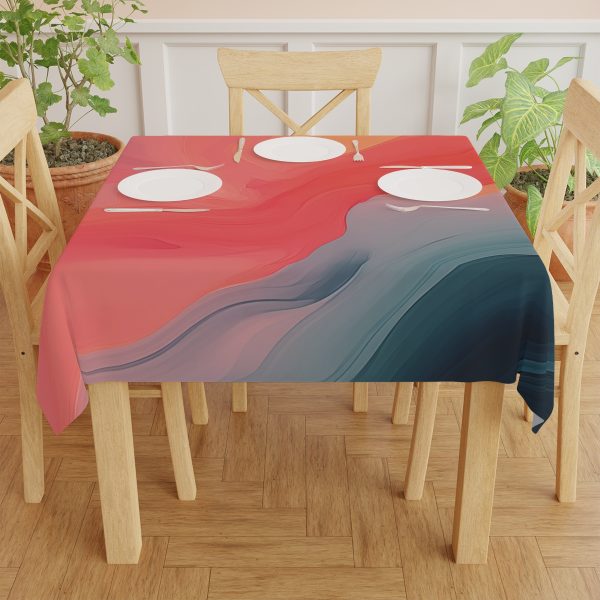 Aqueous Expression in Navy and Peachy Pastels 04 - Tablecloth - Image 4