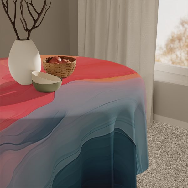 Aqueous Expression in Navy and Peachy Pastels 04 - Tablecloth - Image 5