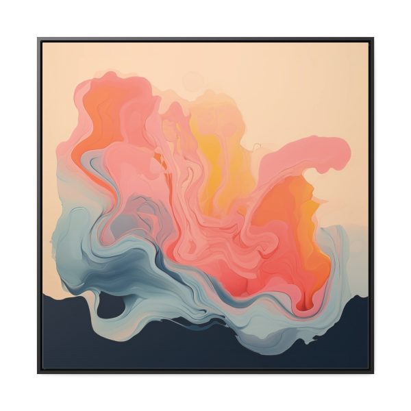 Aqueous Expression in Navy and Peachy Pastels 01 - Gallery Canvas Wraps, Square Frame - Image 65