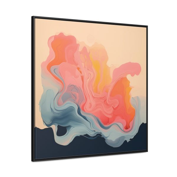 Aqueous Expression in Navy and Peachy Pastels 01 - Gallery Canvas Wraps, Square Frame - Image 66