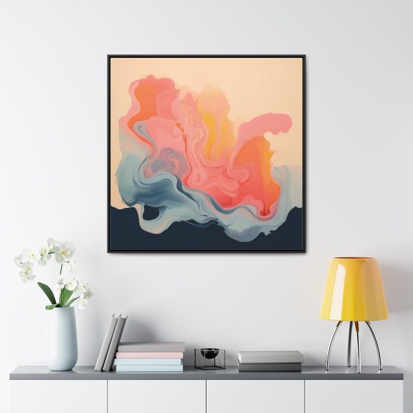 Aqueous Expression in Navy and Peachy Pastels 01 - Gallery Canvas Wraps, Square Frame - Image 68