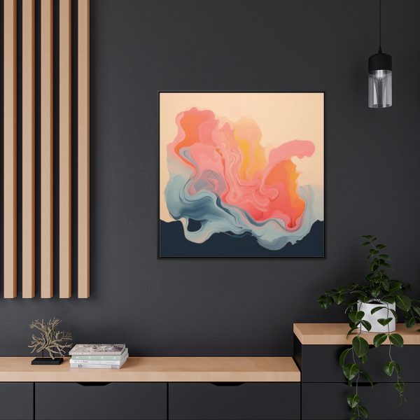 Aqueous Expression in Navy and Peachy Pastels 01 - Gallery Canvas Wraps, Square Frame - Image 69