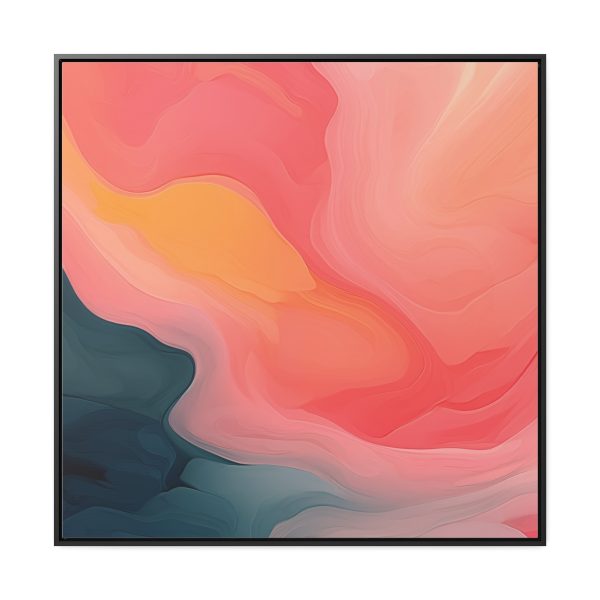 Aqueous Expression in Navy and Peachy Pastels 02 - Gallery Canvas Wraps, Square Frame - Image 65