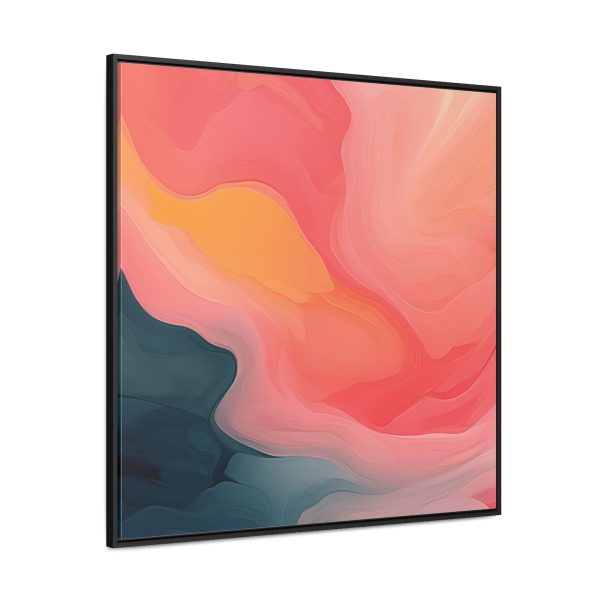 Aqueous Expression in Navy and Peachy Pastels 02 - Gallery Canvas Wraps, Square Frame - Image 66