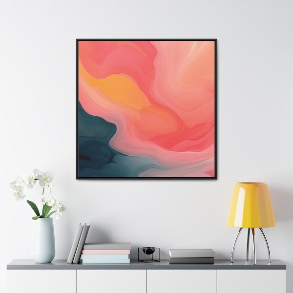 Aqueous Expression in Navy and Peachy Pastels 02 - Gallery Canvas Wraps, Square Frame - Image 68