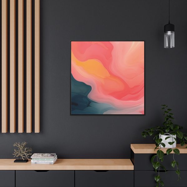 Aqueous Expression in Navy and Peachy Pastels 02 - Gallery Canvas Wraps, Square Frame - Image 69