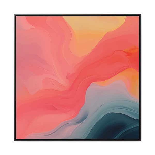 Aqueous Expression in Navy and Peachy Pastels 04 - Gallery Canvas Wraps, Square Frame - Image 65