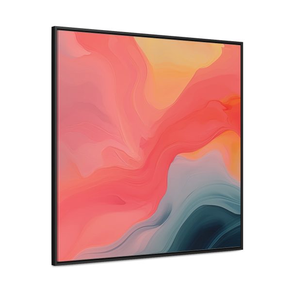 Aqueous Expression in Navy and Peachy Pastels 04 - Gallery Canvas Wraps, Square Frame - Image 66