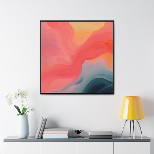 Aqueous Expression in Navy and Peachy Pastels 04 - Gallery Canvas Wraps, Square Frame - Image 68