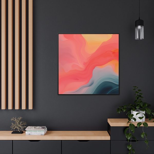 Aqueous Expression in Navy and Peachy Pastels 04 - Gallery Canvas Wraps, Square Frame - Image 69