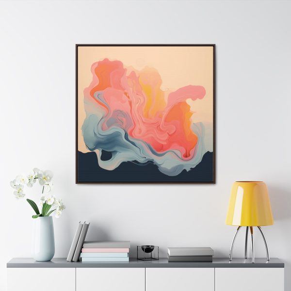 Aqueous Expression in Navy and Peachy Pastels 01 - Gallery Canvas Wraps, Square Frame - Image 4