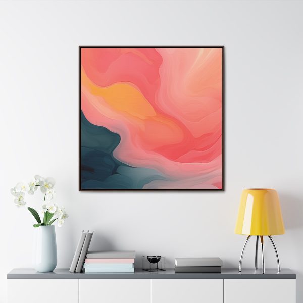 Aqueous Expression in Navy and Peachy Pastels 02 - Gallery Canvas Wraps, Square Frame - Image 4