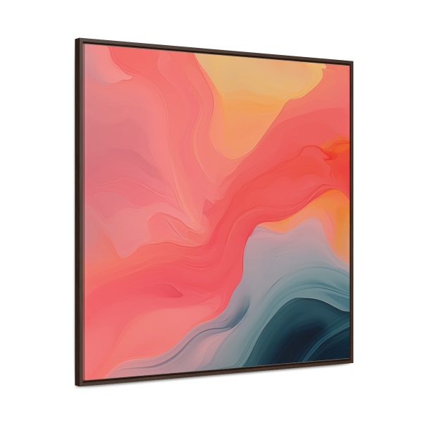 Aqueous Expression in Navy and Peachy Pastels 04 - Gallery Canvas Wraps, Square Frame - Image 2