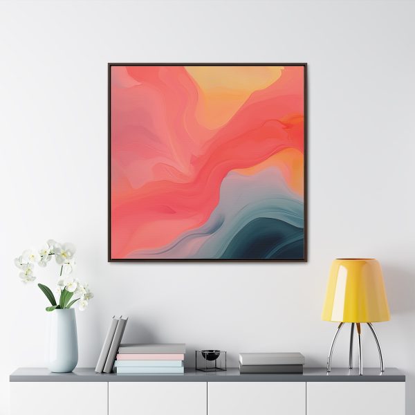 Aqueous Expression in Navy and Peachy Pastels 04 - Gallery Canvas Wraps, Square Frame - Image 4