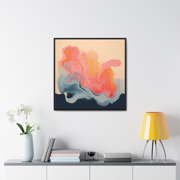 Aqueous Expression in Navy and Peachy Pastels 01 - Gallery Canvas Wraps, Square Frame - Image 73