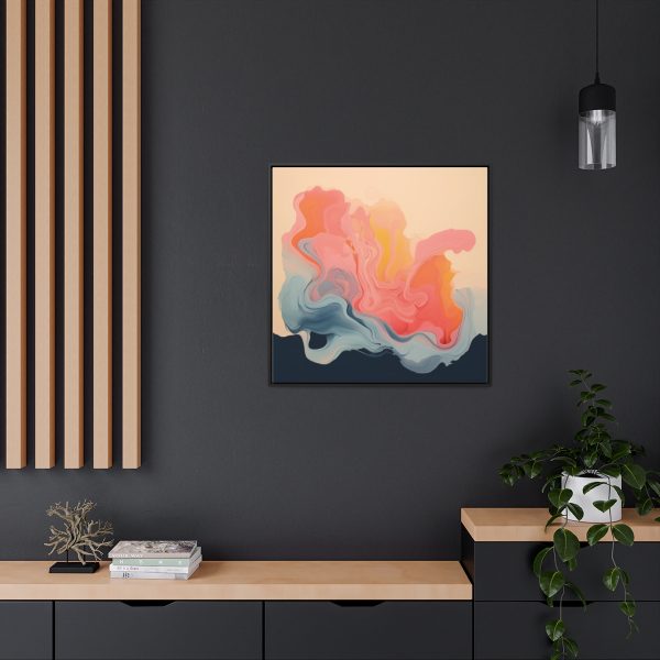 Aqueous Expression in Navy and Peachy Pastels 01 - Gallery Canvas Wraps, Square Frame - Image 74