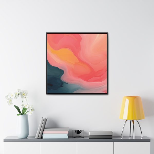 Aqueous Expression in Navy and Peachy Pastels 02 - Gallery Canvas Wraps, Square Frame - Image 73