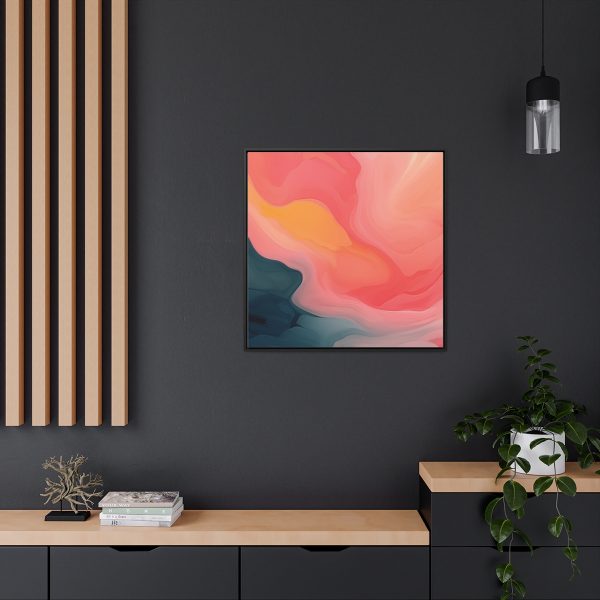 Aqueous Expression in Navy and Peachy Pastels 02 - Gallery Canvas Wraps, Square Frame - Image 74