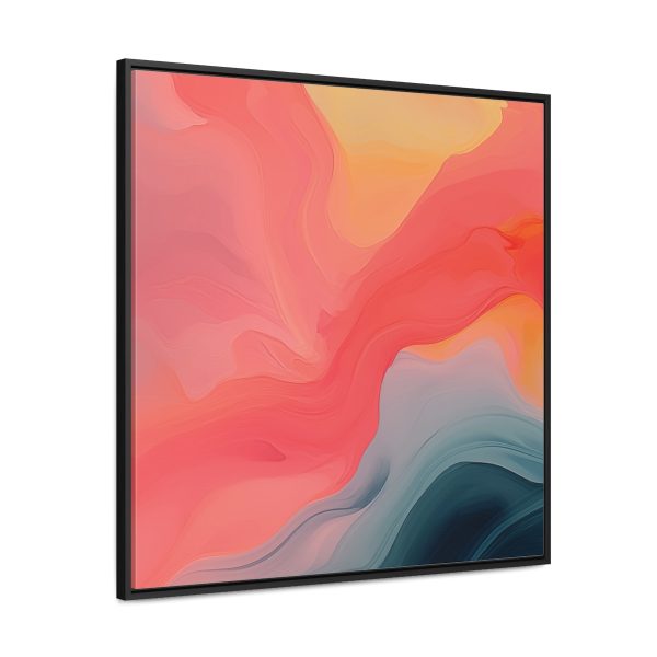 Aqueous Expression in Navy and Peachy Pastels 04 - Gallery Canvas Wraps, Square Frame - Image 71