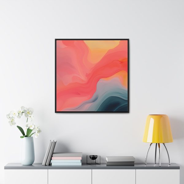 Aqueous Expression in Navy and Peachy Pastels 04 - Gallery Canvas Wraps, Square Frame - Image 73