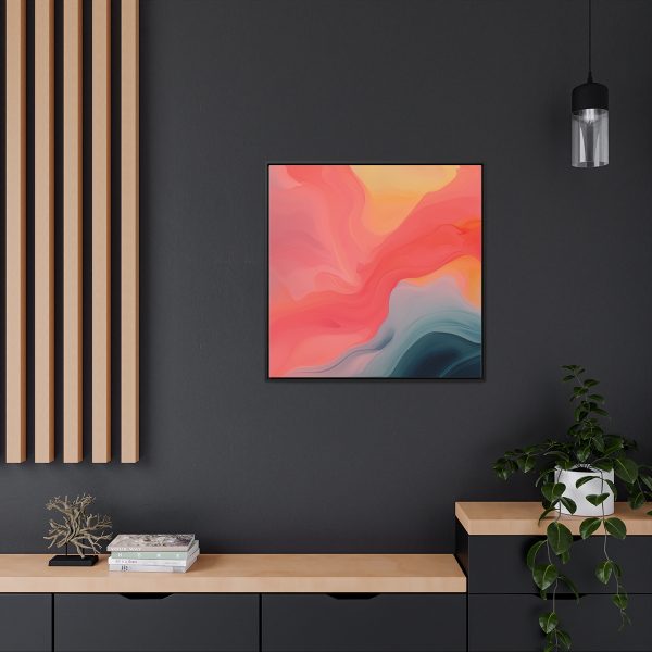 Aqueous Expression in Navy and Peachy Pastels 04 - Gallery Canvas Wraps, Square Frame - Image 74