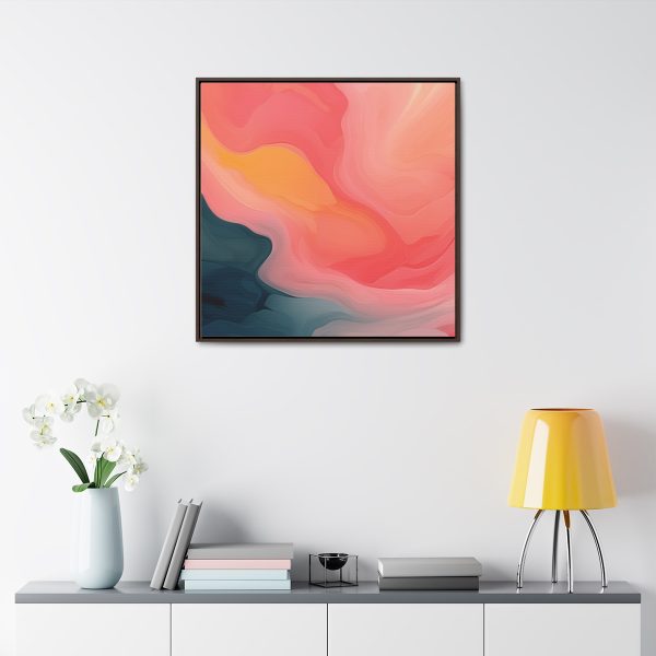 Aqueous Expression in Navy and Peachy Pastels 02 - Gallery Canvas Wraps, Square Frame - Image 79