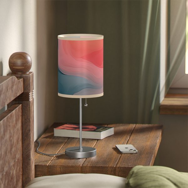 Aqueous Expression in Navy and Peachy Pastels 02 - Lamp on a Stand, US|CA plug - Image 11