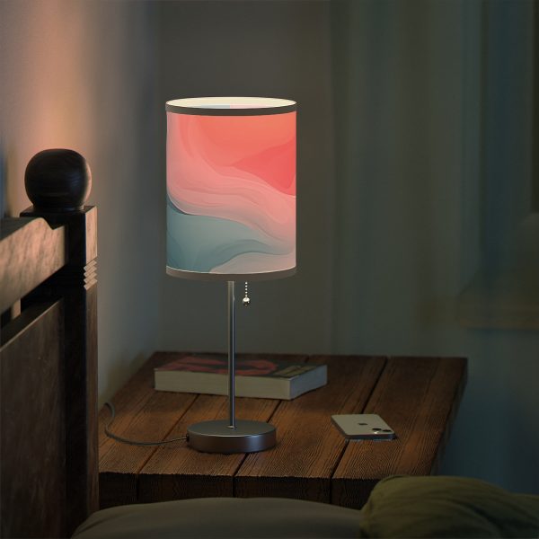 Aqueous Expression in Navy and Peachy Pastels 02 - Lamp on a Stand, US|CA plug - Image 12