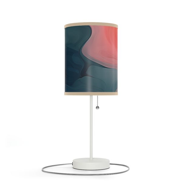 Aqueous Expression in Navy and Peachy Pastels 02 - Lamp on a Stand, US|CA plug - Image 3