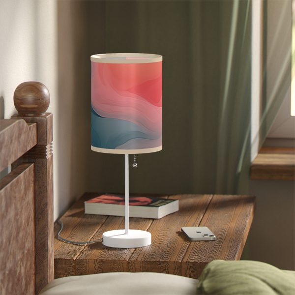 Aqueous Expression in Navy and Peachy Pastels 02 - Lamp on a Stand, US|CA plug - Image 5