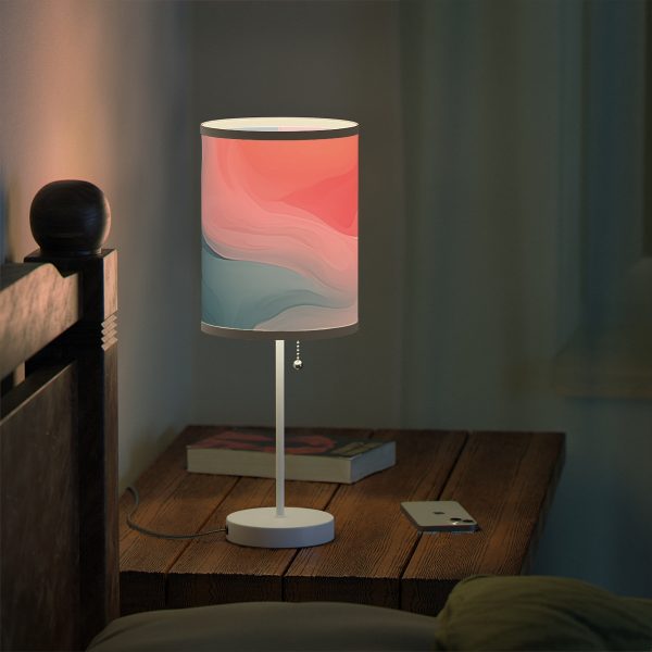 Aqueous Expression in Navy and Peachy Pastels 02 - Lamp on a Stand, US|CA plug - Image 6