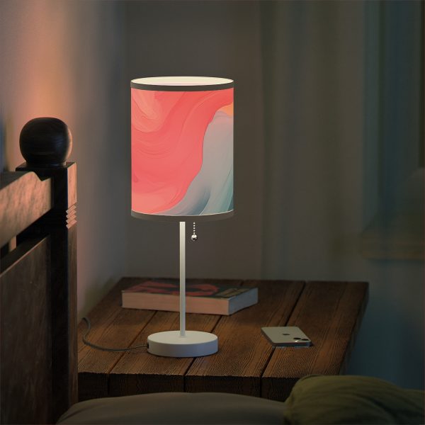 Aqueous Expression in Navy and Peachy Pastels 04 - Lamp on a Stand, US|CA plug - Image 6