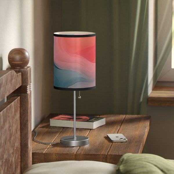 Aqueous Expression in Navy and Peachy Pastels 02 - Lamp on a Stand, US|CA plug - Image 17