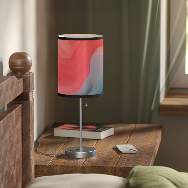 Aqueous Expression in Navy and Peachy Pastels 04 - Lamp on a Stand, US|CA plug - Image 17