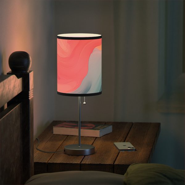 Aqueous Expression in Navy and Peachy Pastels 04 - Lamp on a Stand, US|CA plug - Image 18