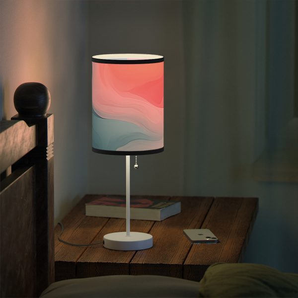 Aqueous Expression in Navy and Peachy Pastels 02 - Lamp on a Stand, US|CA plug - Image 24