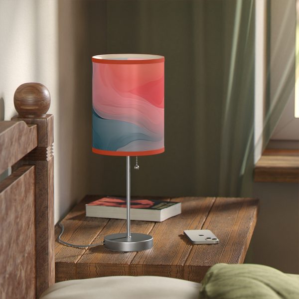 Aqueous Expression in Navy and Peachy Pastels 02 - Lamp on a Stand, US|CA plug - Image 29