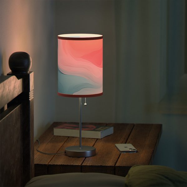 Aqueous Expression in Navy and Peachy Pastels 02 - Lamp on a Stand, US|CA plug - Image 30