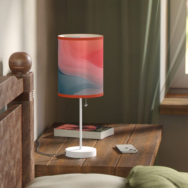 Aqueous Expression in Navy and Peachy Pastels 02 - Lamp on a Stand, US|CA plug - Image 35